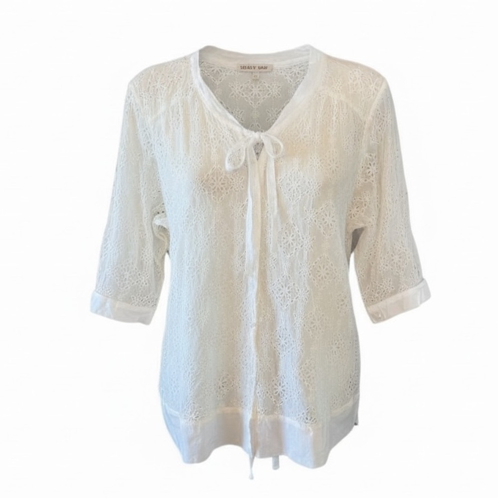 SOLD!!! Johnny Was White Lace Blouse - Picture 3 of 4